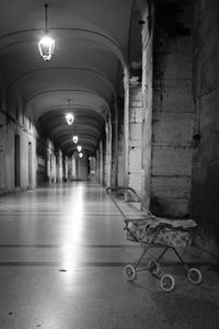 Illuminated corridor of building