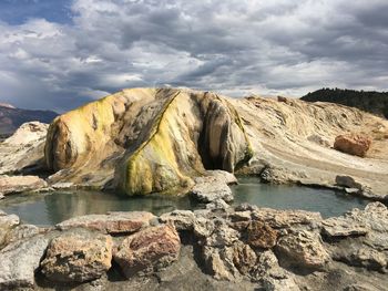 Scenic view of rock formations against sky