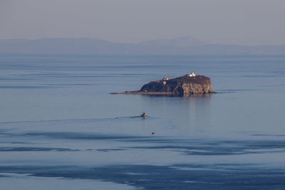 View of the island skryplev from the island russian in winter