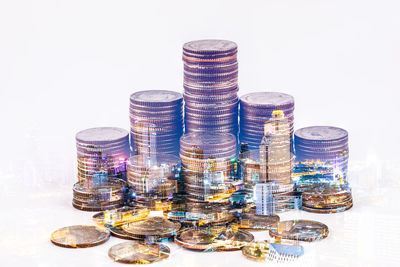 Close-up of smoke stack against white background