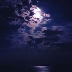 Low angle view of sea against sky at night
