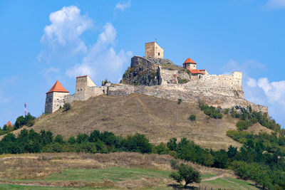 Low angle view of old ruins against sky