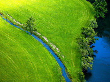 High angle view of golf course