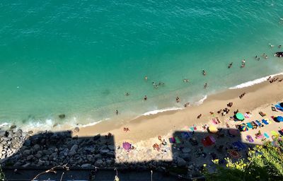 High angle view of people on beach