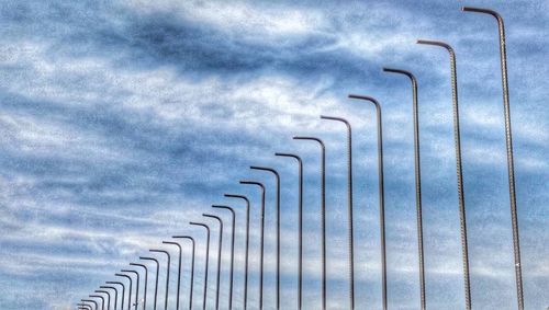 Close-up of metallic structure against sky