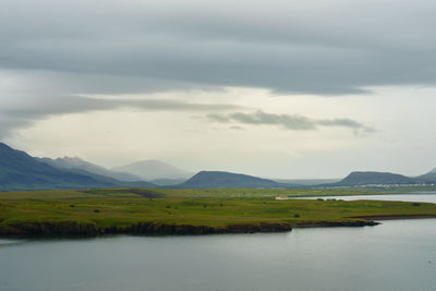 Scenic view of lake against sky