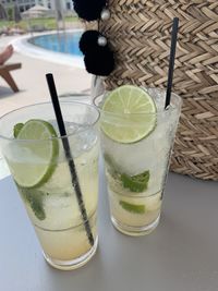 Close-up of lemonade on table