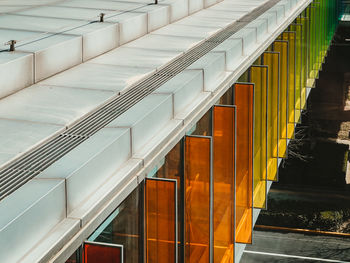 High angle view of staircase in building