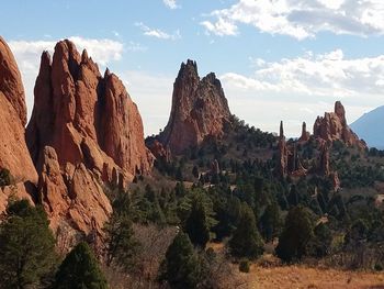 Panoramic view of rocky mountains against sky