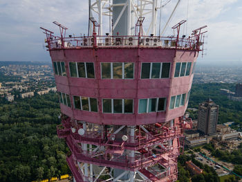 High angle view of city against sky