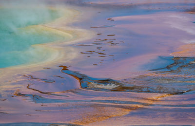 View of steam emitting from hot spring