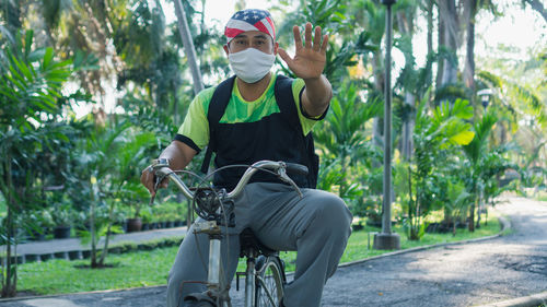 Man riding bicycle