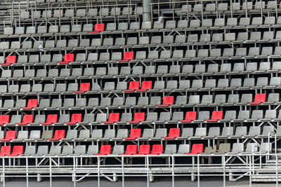 Empty stands for fans at the stadium