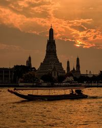 View of temple at sunset