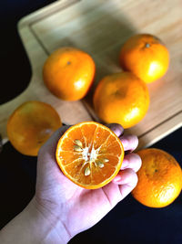 High angle view of orange fruits