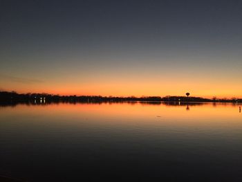 Scenic view of calm lake at sunset