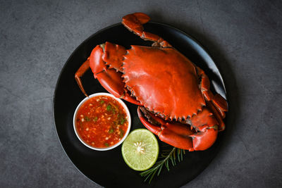 Close-up of seafood on table