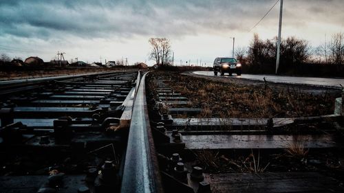 Railroad tracks against sky