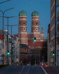 Illuminated buildings in city at night