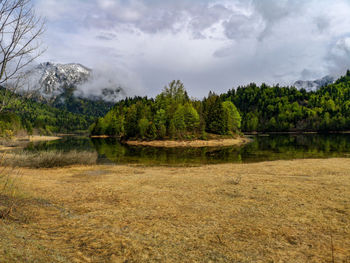 Scenic view of lake against sky