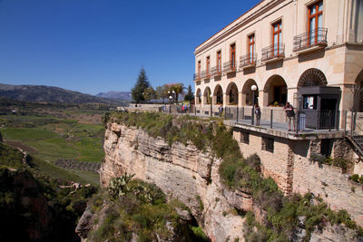 View of castle on mountain against sky