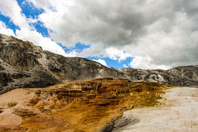 Scenic view of mountain against cloudy sky