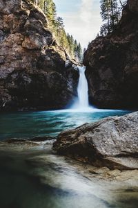 Scenic view of waterfall