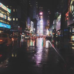 View of city street at night