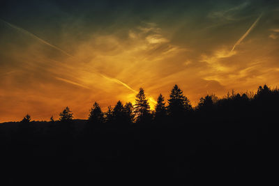 Silhouette trees against sky during sunset