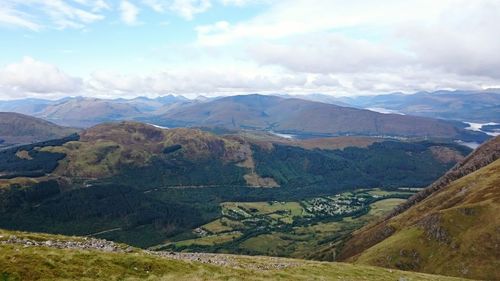 Scenic view of mountains against sky