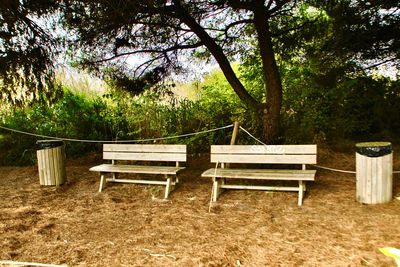 Empty bench in park