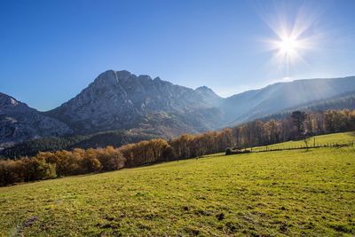 Scenic view of mountains against clear sky