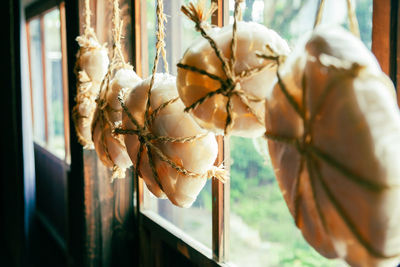 Drying senbei the traditional way in japan. japanese food traditions.