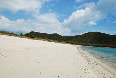 Scenic view of beach against sky