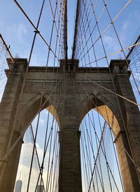 Low angle view of suspension bridge