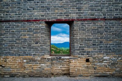 View of old ruin building against sky