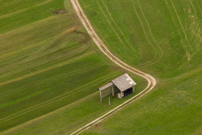 High angle view of agricultural field