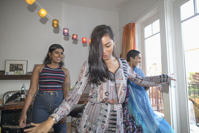 Young women dancing at a party