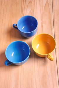 High angle view of empty tea on table