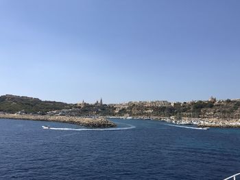 Scenic view of sea against clear sky