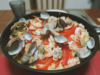 Close-up of salad in plate on table