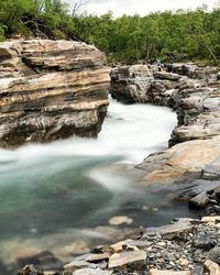 Scenic view of waterfall