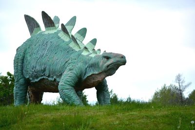 Close-up of dinosaur sculpture