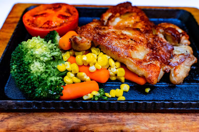 Close-up of food on table