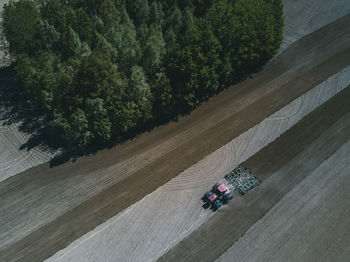 High angle view of car on road