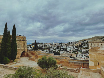 Old building against cloudy sky