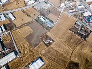 High angle view of buildings in city