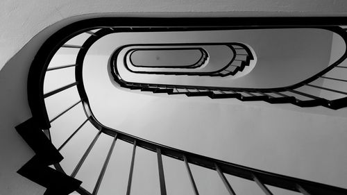 Low angle view of spiral staircase of building