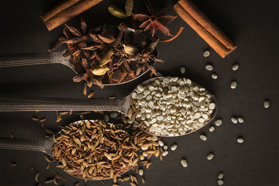 Directly above shot of spices on table