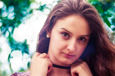 Close-up portrait of beautiful young woman